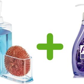 Bosphorus Süngerlik Bölmeli Akrilik Sıvı Sabunluk ve 400 ml Lavanta Kokulu Sıvı Sabun