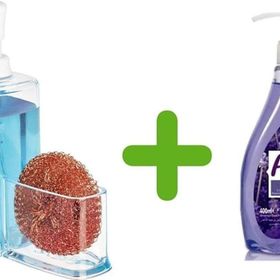 Bosphorus Süngerlik Bölmeli Akrilik Sıvı Sabunluk ve 400 ml Lavanta Kokulu Sıvı Sabun