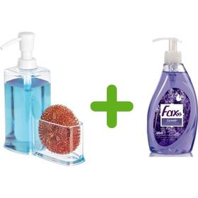 Bosphorus Süngerlik Bölmeli Akrilik Sıvı Sabunluk ve 400 ml Lavanta Kokulu Sıvı Sabun