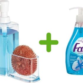 Bosphorus Süngerlik Bölmeli Akrilik Sıvı Sabunluk ve 400 ml Okyanus Kokulu Sıvı Sabun