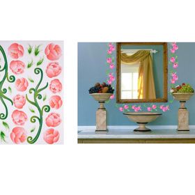 Bosphorus XFG015 Pembe Çiçekli Şeffaf Filmli Pvc 50x70 cm Duvar Stickerı
