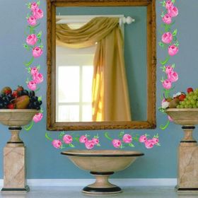 Bosphorus XFG015 Pembe Çiçekli Şeffaf Filmli Pvc 50x70 cm Duvar Stickerı