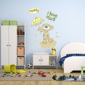 Bosphorus XFG121 Çamurlu Ayı Desen Pvc 50x70 cm Duvar Stickerı