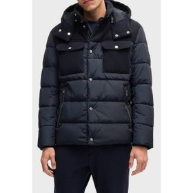 Boss 50524358 404 - Lacivert Regular Fit Su Itici Çıkarılabilir Kapüşonlu Erkek Mont