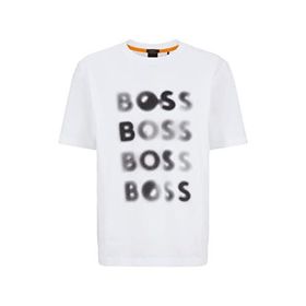 Boss Logolu Düz Renk Bisiklet Yaka Erkek Tişört