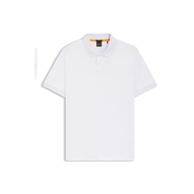 Boss Passenger Beyaz 100 Slim-Fit Streç Pamuk Logo Yamalı Polo Erkek T-shirt