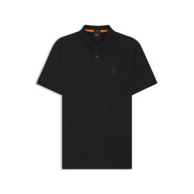 Boss Passenger Siyah 1 Slim-Fit Streç Pamuk Logo Yamalı Polo Erkek T-shirt