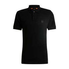 Boss Passenger Siyah 1 Slim-Fit Streç Pamuk Logo Yamalı Polo Erkek T-shirt