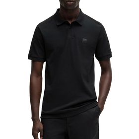 Boss Passenger Siyah 1 Slim-Fit Streç Pamuk Logo Yamalı Polo Erkek T-shirt