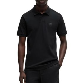 Boss Passenger Siyah 1 Slim-Fit Streç Pamuk Logo Yamalı Polo Erkek T-shirt