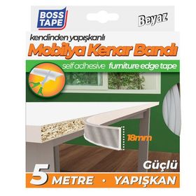 Boss Tape 18 mm 5 mt Beyaz Masa Kenar Koruma Bandı