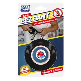 Boss Tape 18 mm x 9.14 mt Siyah Tüylü Bez Bant