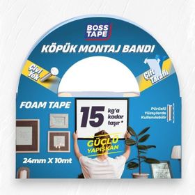 Boss Tape 24 mm 10 mt Çift Taraflı Köpük Aksesuar Montaj Bandı