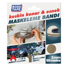 Boss Tape 3x50 mm Keskin Kenar Bükülebilir Maskeleme Bandı