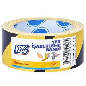 Boss Tape 50 mm 30 mt Sarı Siyah Çizgili Yer İşaretleme İkaz Bandı