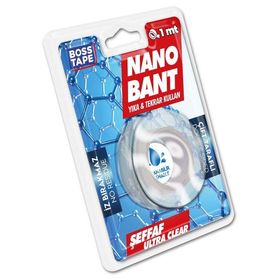 Boss Tape Çift Taraflı Şeffaf 19 mm 1 mt Nano Bant