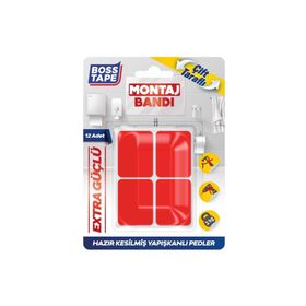 Boss Tape Hazır Kesilmiş 12 Adet Çift Taraflı Montaj Bandı
