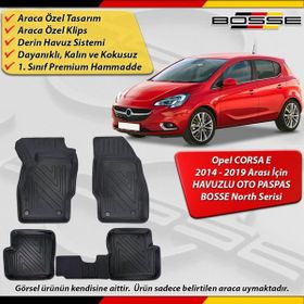 Bosse North Serisi Opel Corsa E 2014-2019 Siyah Derin Araca Özel Havuzlu Paspas