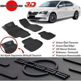 Bosse Skoda SuperB 2015-2024 3D Araca Özel Havuzlu Paspas