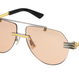 Bottega Veneta BV 1342S 002 59 Geometrik Gri Metal Erkek Güneş Gözlüğü