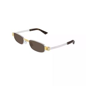 Bottega Veneta BV 1381S 001 50 Dikdörtgen Gri Metal Unisex Güneş Gözlüğü