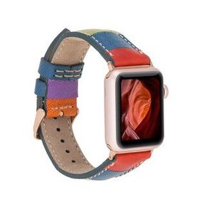 Bouletta 42-44-45 mm Gökkuşağı Apple Watch Uyumlu Deri Kordon