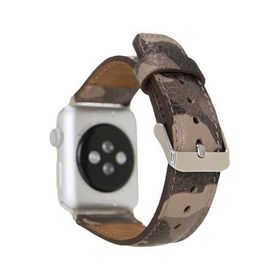 Bouletta 42-44-45 mm Kamuflaj Bej Apple Watch Uyumlu Deri Kordon