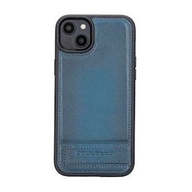 Bouletta BRN4 Apple iPhone 14 Plus Deri Standlı Mavi Cep Telefonu Arka Kapak