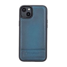 Bouletta BRN4 Apple iPhone 14 Plus Deri Standlı Mavi Cep Telefonu Arka Kapak
