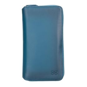 Bouletta BRN4EF Apple iPhone 12 Pro Max Deri Zip Mavi Cep Telefonu Kılıfı
