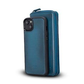 Bouletta BRN4EF Apple iPhone 14 Plus Deri Zip Mavi Cep Telefonu Kılıfı