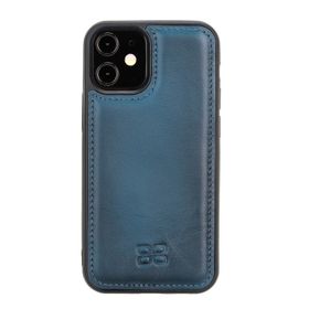 Bouletta BRN4EF Mavi Apple iPhone 12 mini Uyumlu Deri Arka Kapak