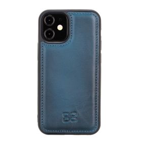 Bouletta BRN4EF Mavi Apple iPhone 12 mini Uyumlu Deri Arka Kapak