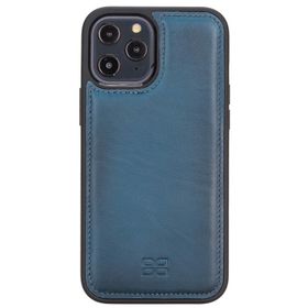 Bouletta BRN4EF Mavi Apple İphone 12 Pro Max Uyumlu Deri Arka Kapak
