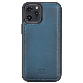 Bouletta BRN4EF Mavi Apple İphone 12 Pro Max Uyumlu Deri Arka Kapak