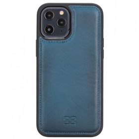 Bouletta BRN4EF Mavi Apple İphone 12 Pro Max Uyumlu Deri Arka Kapak