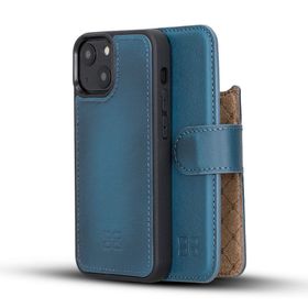 Bouletta BRN4EF Mavi Apple İphone 13 Mini Uyumlu Deri Cüzdanlı Kılıf