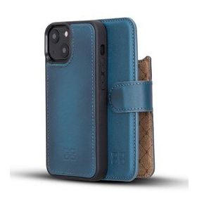 Bouletta BRN4EF Mavi Apple İphone 13 Mini Uyumlu Deri Cüzdanlı Kılıf