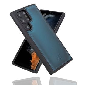 Bouletta BRN4EF Mavi Samsung Galaxy S22 Ultra Uyumlu Deri Arka Kapak