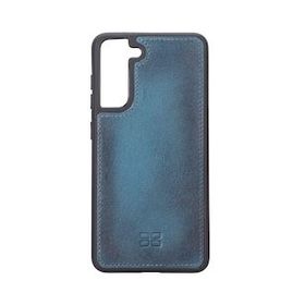Bouletta BRN4EF Samsung Galaxy S21 FE Uyumlu Deri Mavi Cep Telefonu Arka Kapak