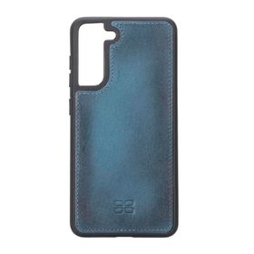 Bouletta BRN4EF Samsung Galaxy S21 FE Uyumlu Deri Mavi Cep Telefonu Arka Kapak