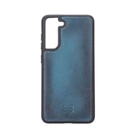 Bouletta BRN4EF Samsung Galaxy S21 FE Uyumlu Deri Mavi Cep Telefonu Arka Kapak