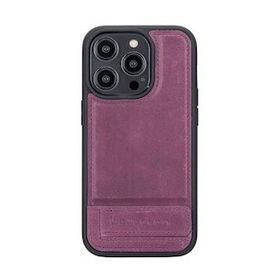 Bouletta CZ7 Apple iPhone 14 Pro Uyumlu Deri Standlı Mor Cep Telefonu Arka Kapak