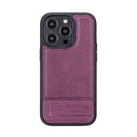 Bouletta CZ7 Apple iPhone 14 Pro Uyumlu Deri Standlı Mor Cep Telefonu Arka Kapak