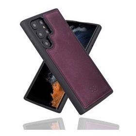 Bouletta CZ7 Mor Samsung Galaxy S22 Ultra Uyumlu Deri Arka Kapak
