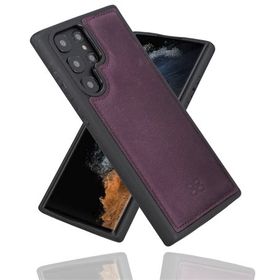 Bouletta CZ7 Mor Samsung Galaxy S22 Ultra Uyumlu Deri Arka Kapak