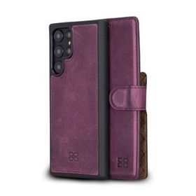 Bouletta CZ7 Mor Samsung Galaxy S22 Ultra Uyumlu Deri Cüzdanlı Kılıf