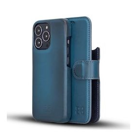Bouletta F360 BRN4EF Mavi Apple iPhone 13 Pro Max Uyumlu Deri Cüzdanlı Kılıf