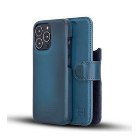 Bouletta F360 BRN4EF Mavi Apple iPhone 13 Pro Uyumlu Deri Cüzdanlı Kılıf