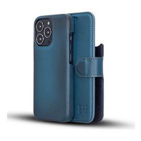 Bouletta F360 BRN4EF Mavi Apple iPhone 13 Pro Uyumlu Deri Cüzdanlı Kılıf